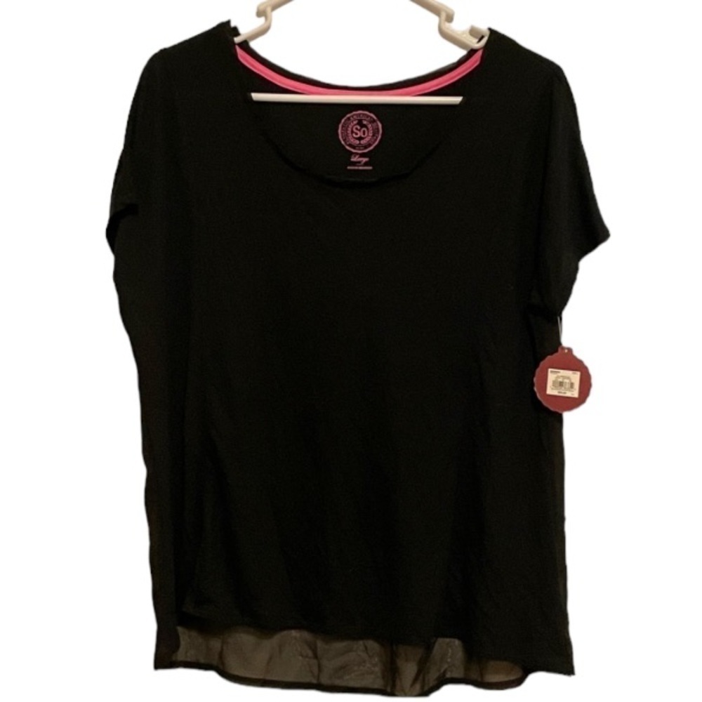 SO Knitwoven Solid Black Scoop Tee NWT Size Large